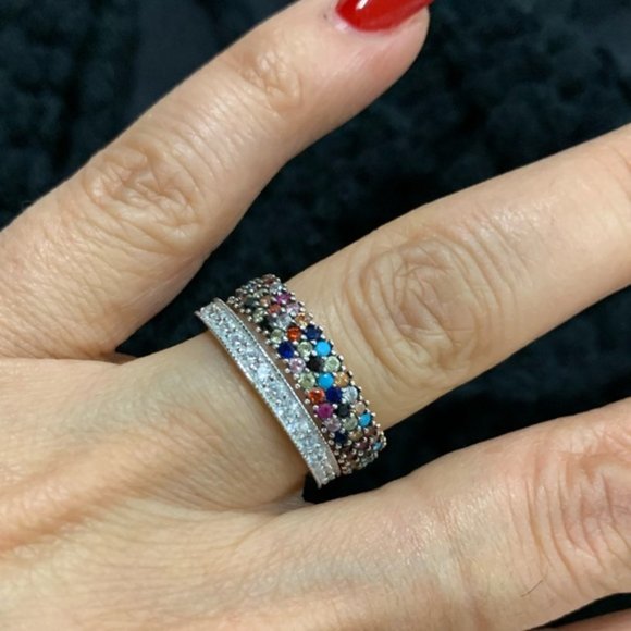 New Sterling Silver Eternity Band Bridal Ring - Picture 3 of 8